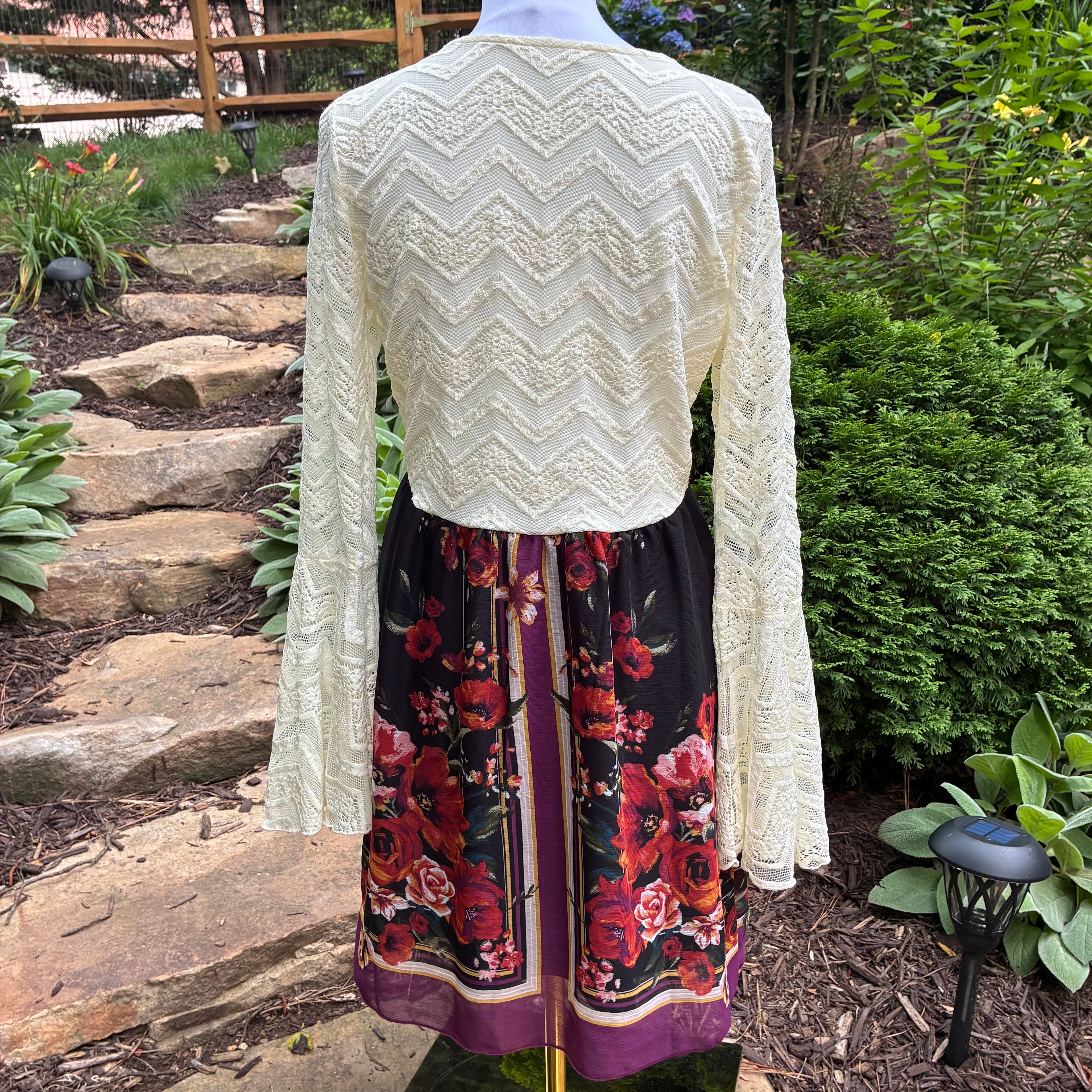 70s style boho bell sleeve dress